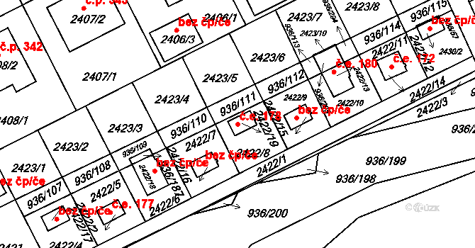 Křemže 178 na parcele st. 2422/19 v KÚ Křemže, Katastrální mapa