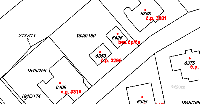 Šumperk 3296 na parcele st. 6383 v KÚ Šumperk, Katastrální mapa