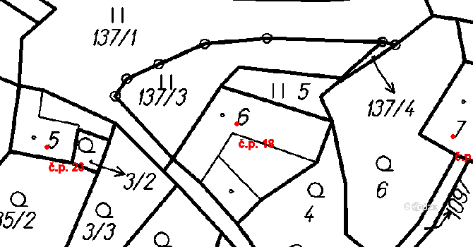 Uhřice 18, Vlachovo Březí na parcele st. 6 v KÚ Uhřice u Vlachova Březí, Katastrální mapa