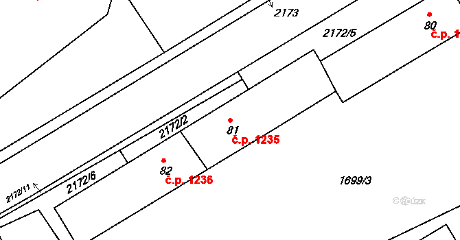 Vejprty 1235 na parcele st. 81 v KÚ Vejprty, Katastrální mapa