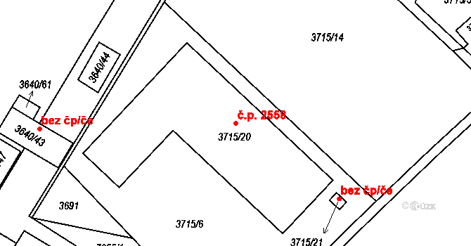 Boskovice 2558 na parcele st. 3715/20 v KÚ Boskovice, Katastrální mapa