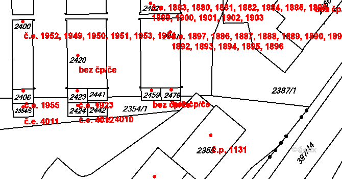 Havířov 91721911 na parcele st. 2476 v KÚ Havířov-město, Katastrální mapa