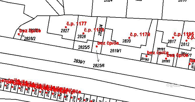Litoměřice 93593911 na parcele st. 2825/6 v KÚ Litoměřice, Katastrální mapa
