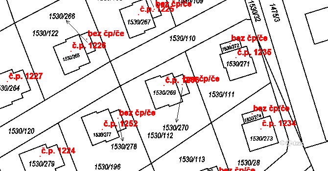 Řeporyje 1236, Praha na parcele st. 1530/269 v KÚ Řeporyje, Katastrální mapa