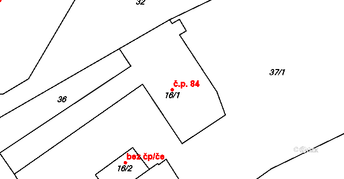 Merklovice 84, Vamberk na parcele st. 16/1 v KÚ Merklovice, Katastrální mapa
