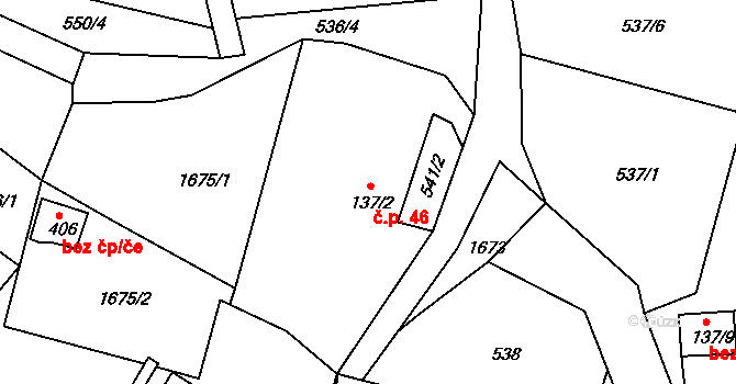Srbská Kamenice 46 na parcele st. 137/2 v KÚ Srbská Kamenice, Katastrální mapa