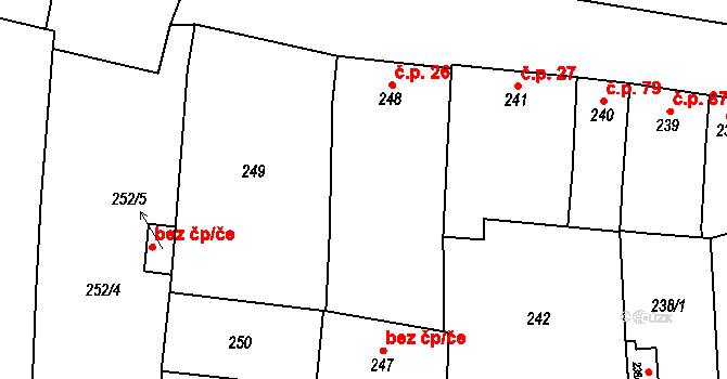 Bílovice 26, Bílovice-Lutotín na parcele st. 248 v KÚ Bílovice, Katastrální mapa