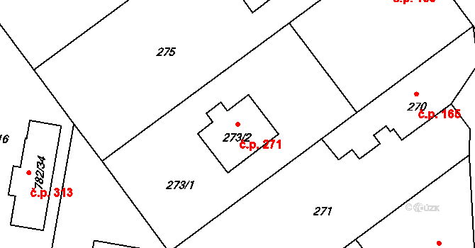 Malešov 271 na parcele st. 273/2 v KÚ Malešov, Katastrální mapa