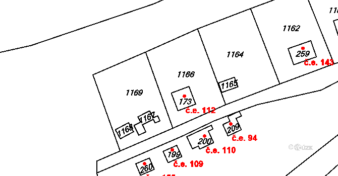 Čelina 112, Borotice na parcele st. 173 v KÚ Čelina, Katastrální mapa