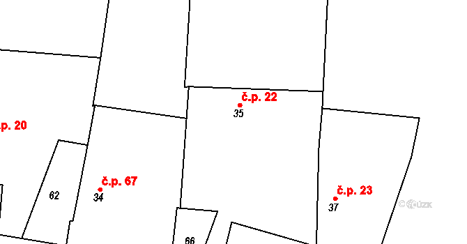 Býkov 22, Býkov-Láryšov na parcele st. 35 v KÚ Býkov, Katastrální mapa