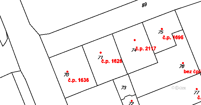 Kladno 1626 na parcele st. 71 v KÚ Kladno, Katastrální mapa