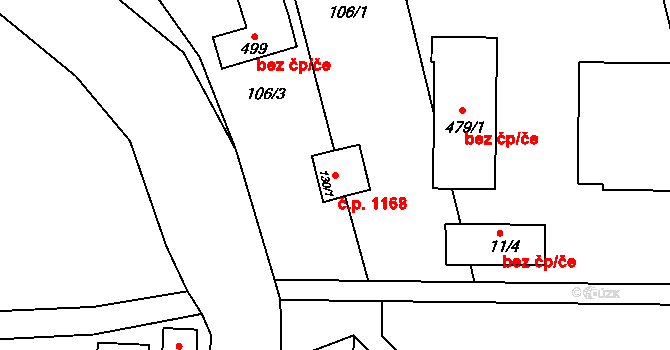 Brníčko 1168, Uničov na parcele st. 130/1 v KÚ Brníčko, Katastrální mapa
