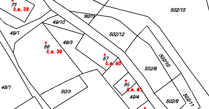 Náčkovice 40, Lovečkovice na parcele st. 57 v KÚ Náčkovice, Katastrální mapa