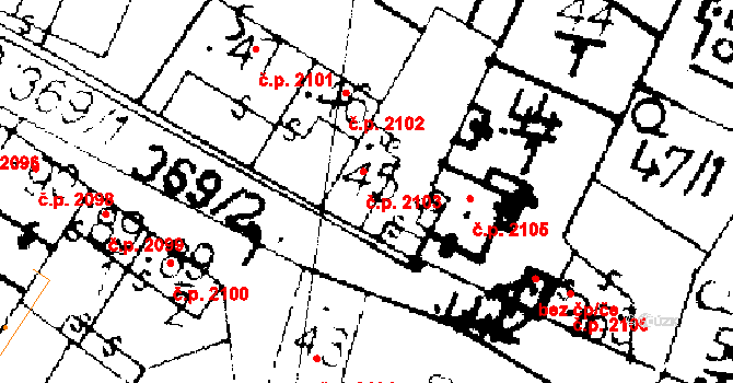 Podlusky 2103, Roudnice nad Labem na parcele st. 45 v KÚ Podlusky, Katastrální mapa