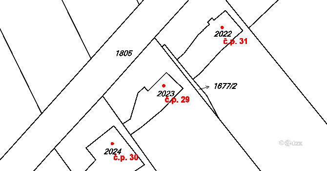 Sedličky 29, Jičín na parcele st. 2023 v KÚ Jičín, Katastrální mapa