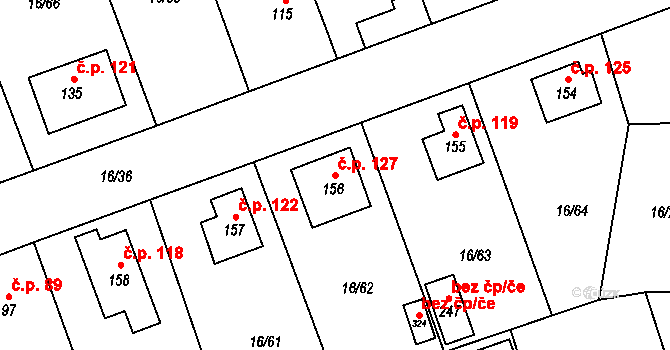 Polabec 127, Poděbrady na parcele st. 156 v KÚ Polabec, Katastrální mapa