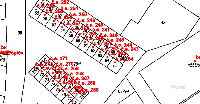 Miřetice u Klášterce nad Ohří 262, Klášterec nad Ohří na parcele st. 63 v KÚ Miřetice u Klášterce nad Ohří, Katastrální mapa