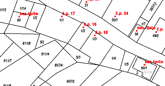 Oponešice 79 na parcele st. 1/4 v KÚ Oponešice, Katastrální mapa