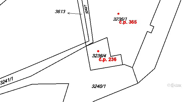 Pelhřimov 236 na parcele st. 3236/4 v KÚ Pelhřimov, Katastrální mapa