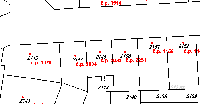 Smíchov 2033, Praha na parcele st. 2148 v KÚ Smíchov, Katastrální mapa