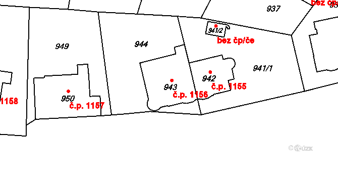 Libeň 1156, Praha na parcele st. 943 v KÚ Libeň, Katastrální mapa
