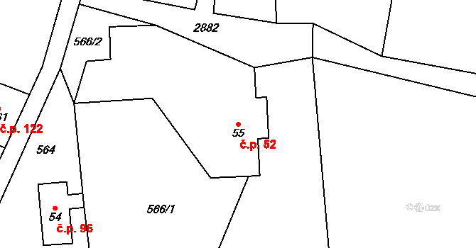 Babí 52, Trutnov na parcele st. 55 v KÚ Babí, Katastrální mapa