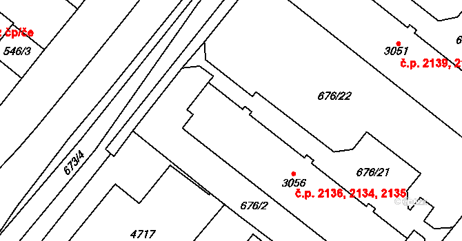 Dvůr Králové nad Labem 2134,2135,2136 na parcele st. 3056 v KÚ Dvůr Králové nad Labem, Katastrální mapa