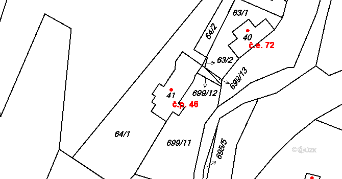 Dolní Vítkov 46, Chrastava na parcele st. 41 v KÚ Dolní Vítkov, Katastrální mapa