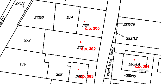 Opatovice 302 na parcele st. 271 v KÚ Opatovice u Rajhradu, Katastrální mapa