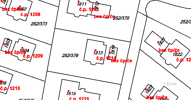 Rosice 1214 na parcele st. 1813 v KÚ Rosice u Brna, Katastrální mapa
