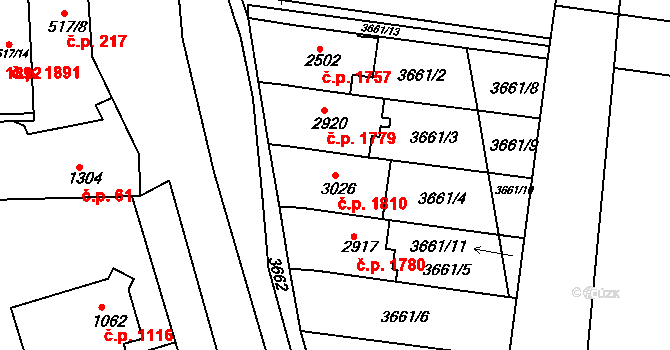 Lysá nad Labem 1810 na parcele st. 3026 v KÚ Lysá nad Labem, Katastrální mapa