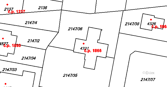 Čelákovice 1866 na parcele st. 4331 v KÚ Čelákovice, Katastrální mapa