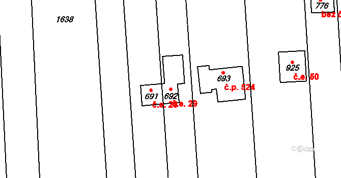 Hranice IV-Drahotuše 29, Hranice na parcele st. 692 v KÚ Drahotuše, Katastrální mapa