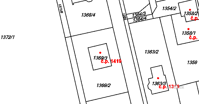 Kylešovice 1419, Opava na parcele st. 1369/3 v KÚ Kylešovice, Katastrální mapa