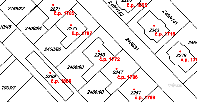 Tišnov 1772 na parcele st. 2260 v KÚ Tišnov, Katastrální mapa
