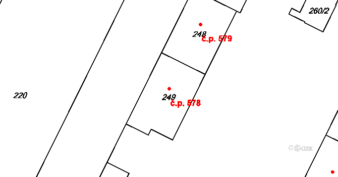 Poruba 578, Ostrava na parcele st. 249 v KÚ Poruba, Katastrální mapa
