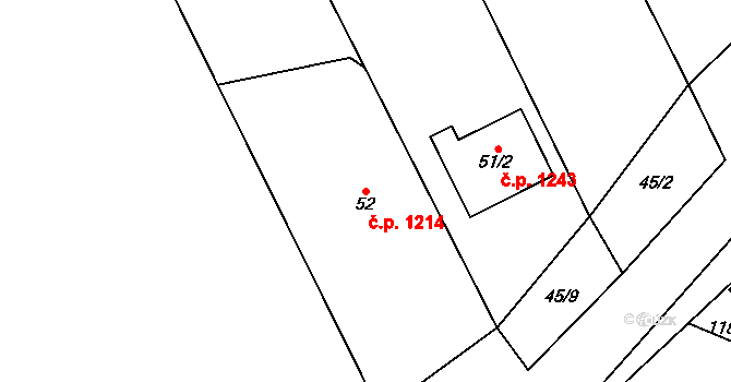 Domanínek 1214, Bystřice nad Pernštejnem na parcele st. 52 v KÚ Domanínek, Katastrální mapa