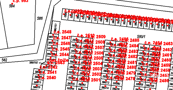 Bludovice 2508, Havířov na parcele st. 580/55 v KÚ Bludovice, Katastrální mapa
