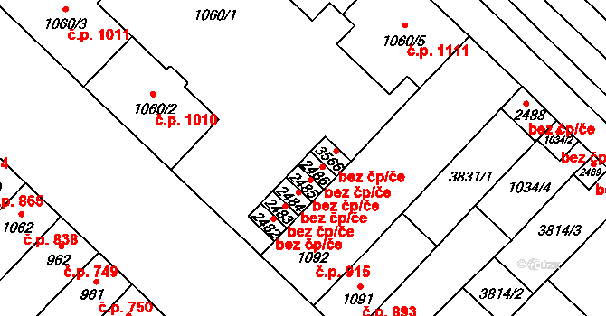 Břeclav 40762912 na parcele st. 2486 v KÚ Břeclav, Katastrální mapa