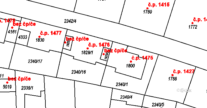Rakovník 43331912 na parcele st. 1829/2 v KÚ Rakovník, Katastrální mapa