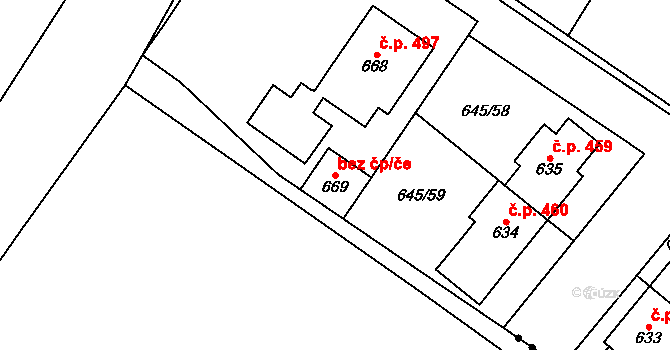 Líbeznice 43354912 na parcele st. 669 v KÚ Líbeznice, Katastrální mapa