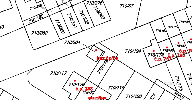 Boršov nad Vltavou 43360912 na parcele st. 710/304 v KÚ Boršov nad Vltavou, Katastrální mapa