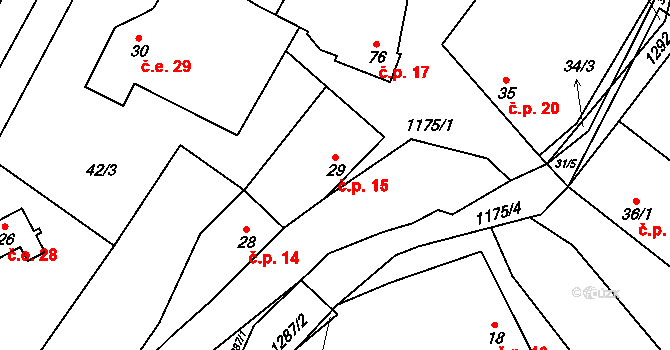 Staré Hvězdlice 15, Hvězdlice na parcele st. 29 v KÚ Staré Hvězdlice, Katastrální mapa