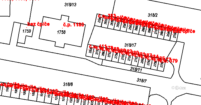 Litovel 388 na parcele st. 2667 v KÚ Litovel, Katastrální mapa