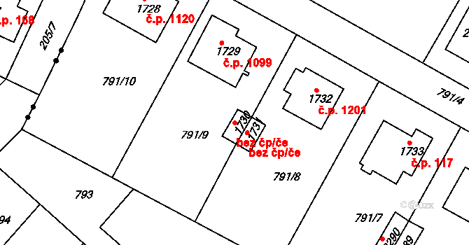 Neratovice 49395912 na parcele st. 1730 v KÚ Neratovice, Katastrální mapa