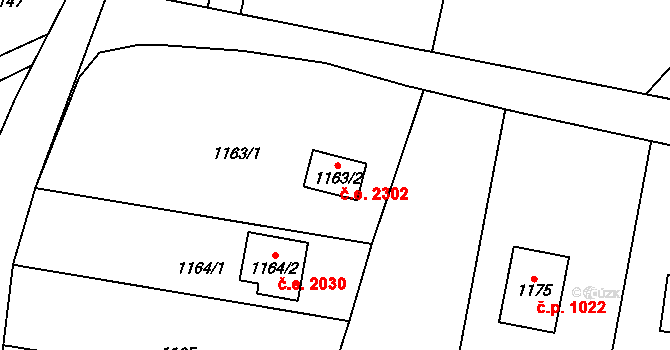 Dolní Těrlicko 2302, Těrlicko na parcele st. 1163/2 v KÚ Dolní Těrlicko, Katastrální mapa