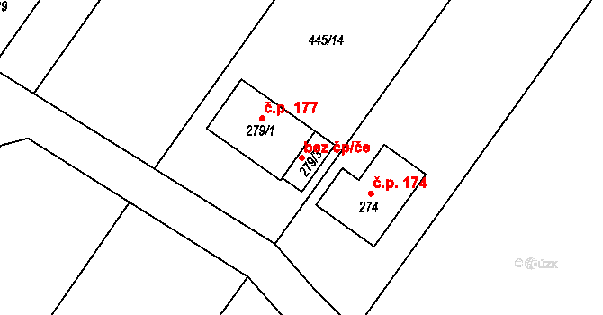 Hlavnice 76982912 na parcele st. 279/3 v KÚ Hlavnice, Katastrální mapa