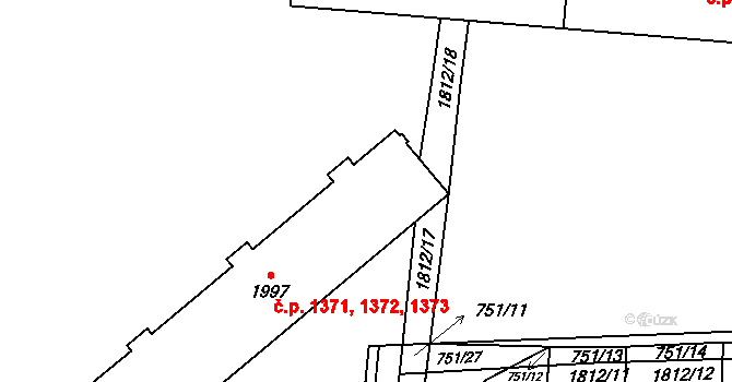 Přelouč 1371,1372,1373 na parcele st. 1997 v KÚ Přelouč, Katastrální mapa