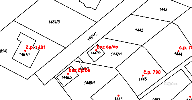 Brumov-Bylnice 80030912 na parcele st. 1447/3 v KÚ Brumov, Katastrální mapa