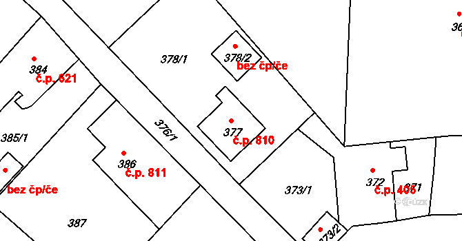 Štramberk 810 na parcele st. 377 v KÚ Štramberk, Katastrální mapa